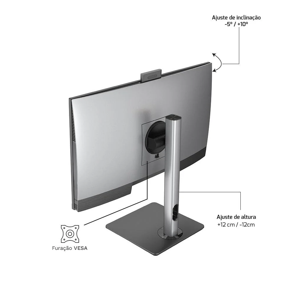 "Computador All In One 24"", Intel Core i5 11400 11ª Geração, 8GB Ddr4, SSD 256gb, WINDOWS 11  , Webcam, Wifi, Bluetooth, Hq Silver Aihqp-009" em Campinas - foto 3