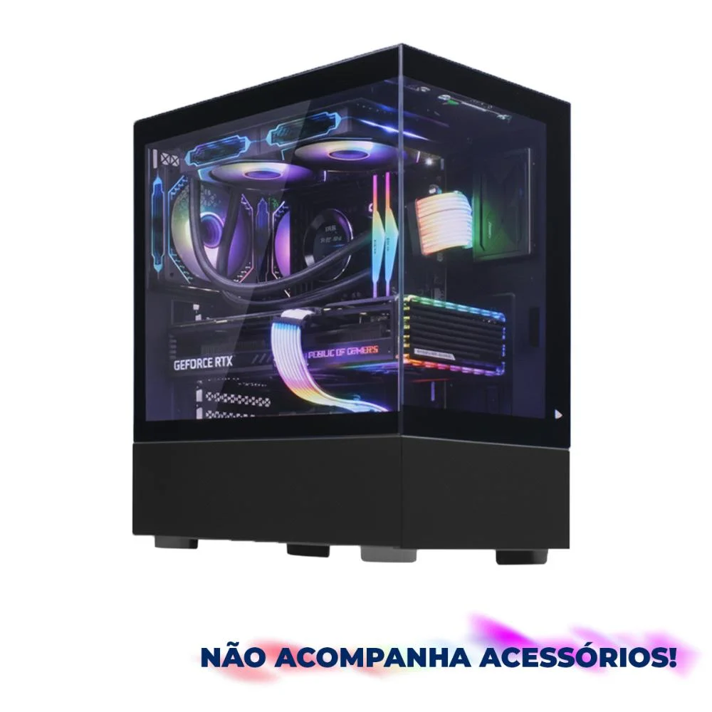 Gabinete Gamer Atx 3 Fans RGB Vidro Temperado Compatível Water Cooler 240mm Gabinete Gamer Atx 3 Fans RGB Vidro Temperado Compatível Water Cooler 240mm