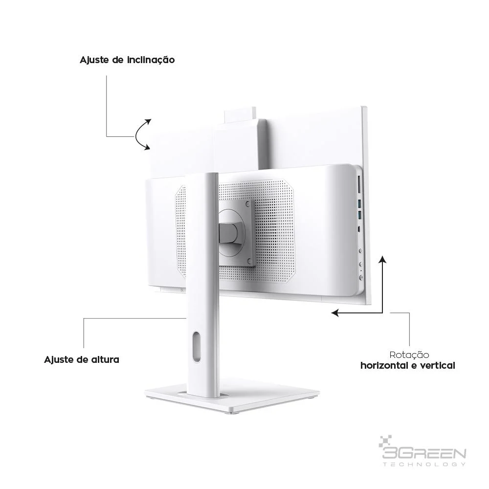 "Computador All In One 24"" Branco, Intel i3 9100, 8GB Ddr4, SSD 512gb, WINDOWS 11  , Webcam, Wi-fi, 3green Unique" em Campinas - foto 2