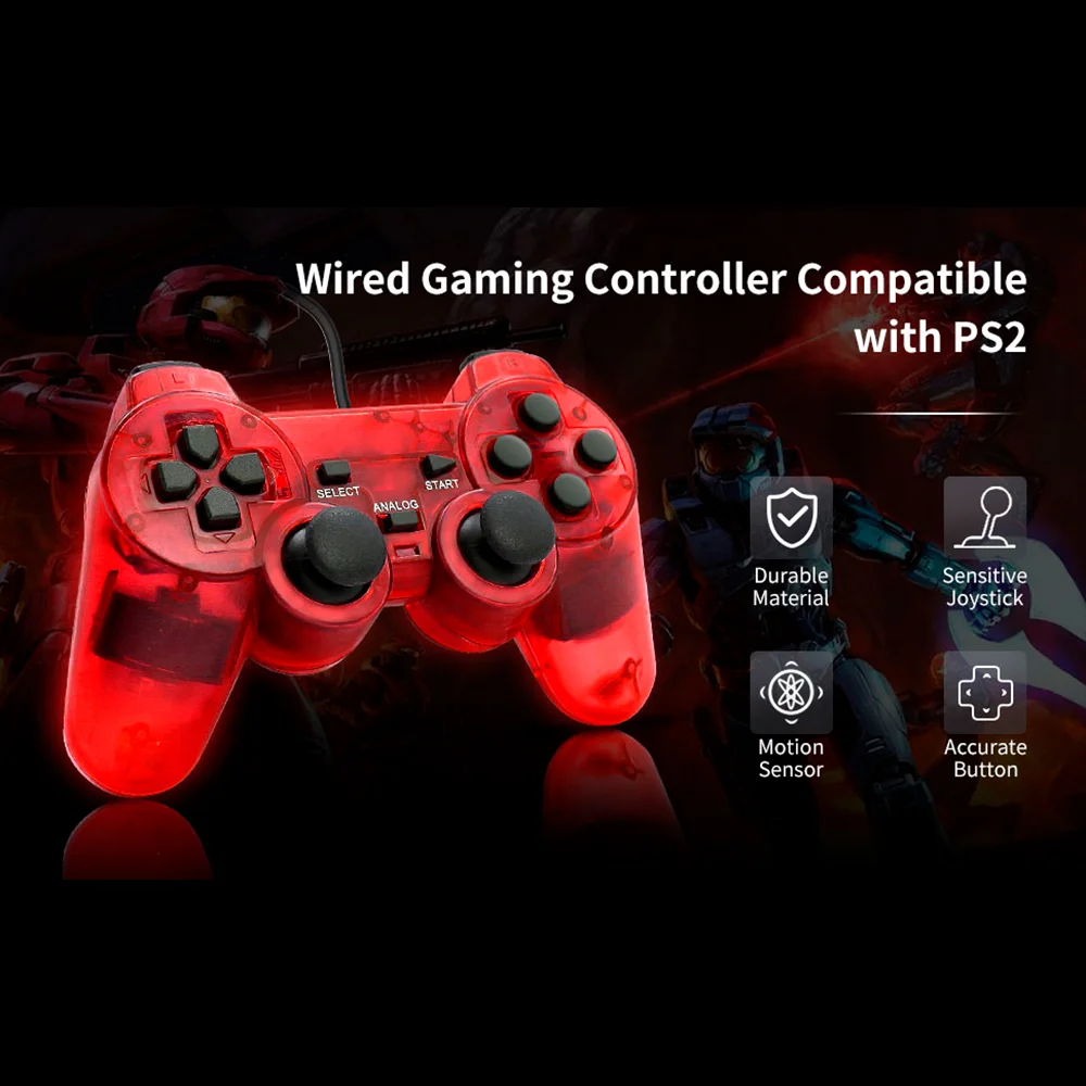 Controle Compatível Com Ps2 Doubleshock Transparente Verde Controle Compatível Com Ps2 Doubleshock Transparente Verde