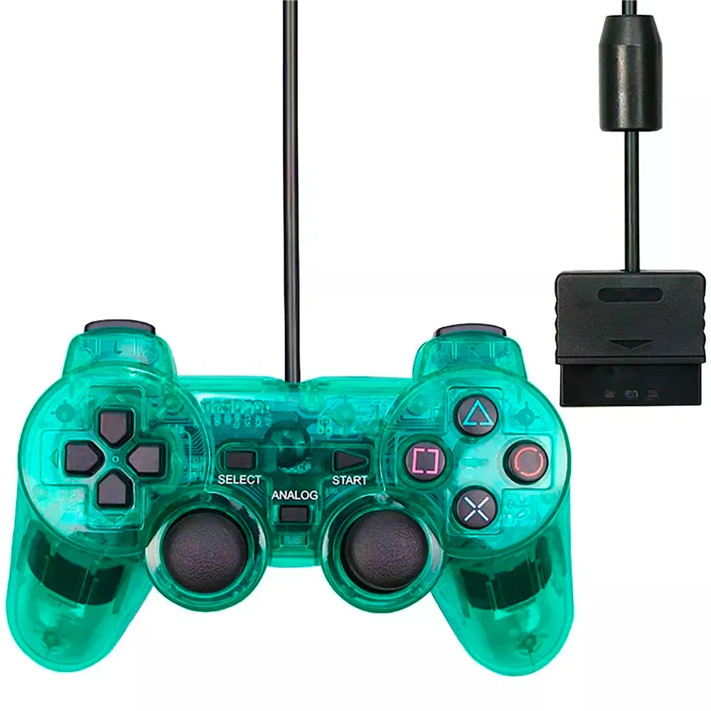 Controle Compatível Com Ps2 Doubleshock Transparente Verde Controle Compatível Com Ps2 Doubleshock Transparente Verde