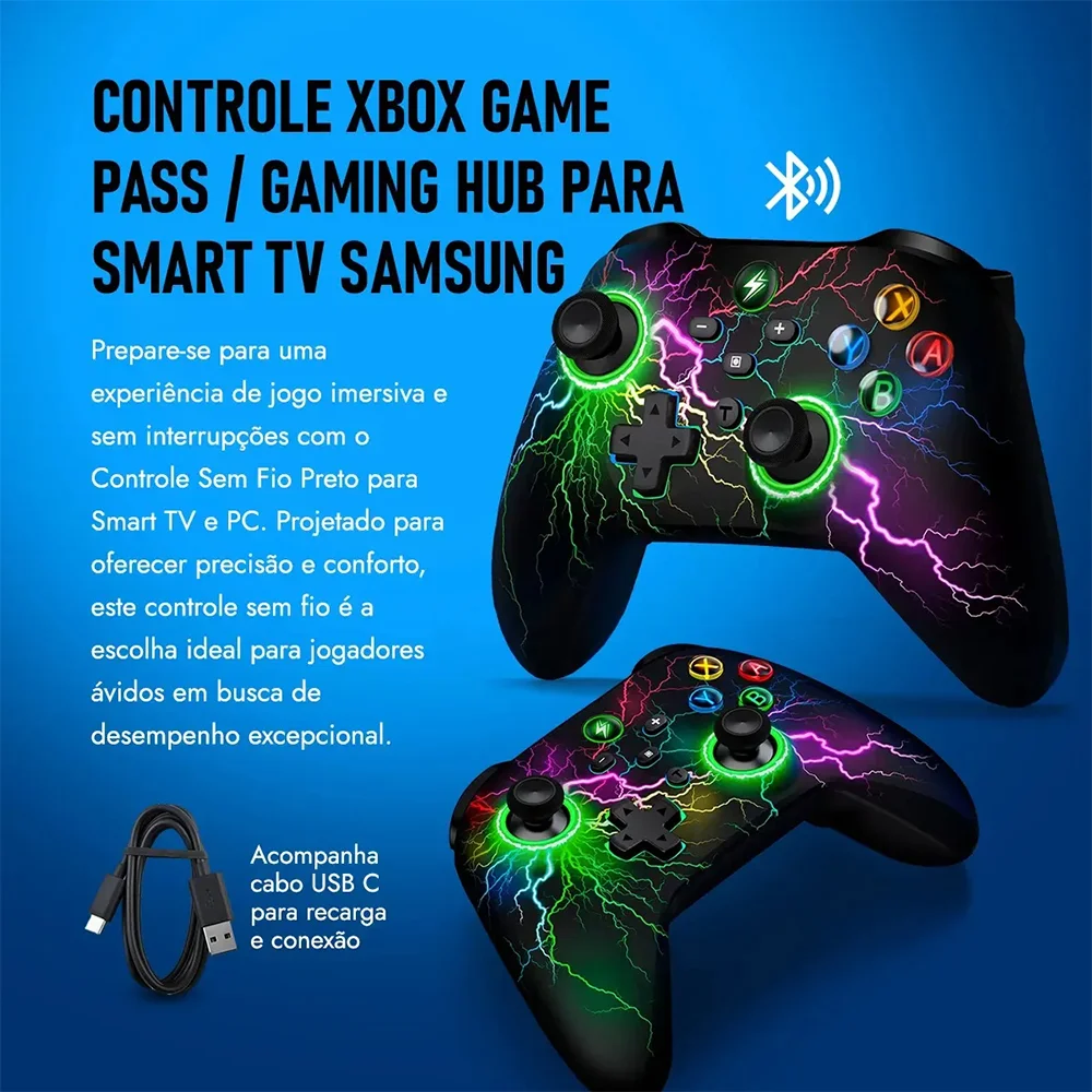 Controle Sem Fio Knup Gm032 Gaming RGB – Bluetooth • Vibratório • Android/ios/switch/pc