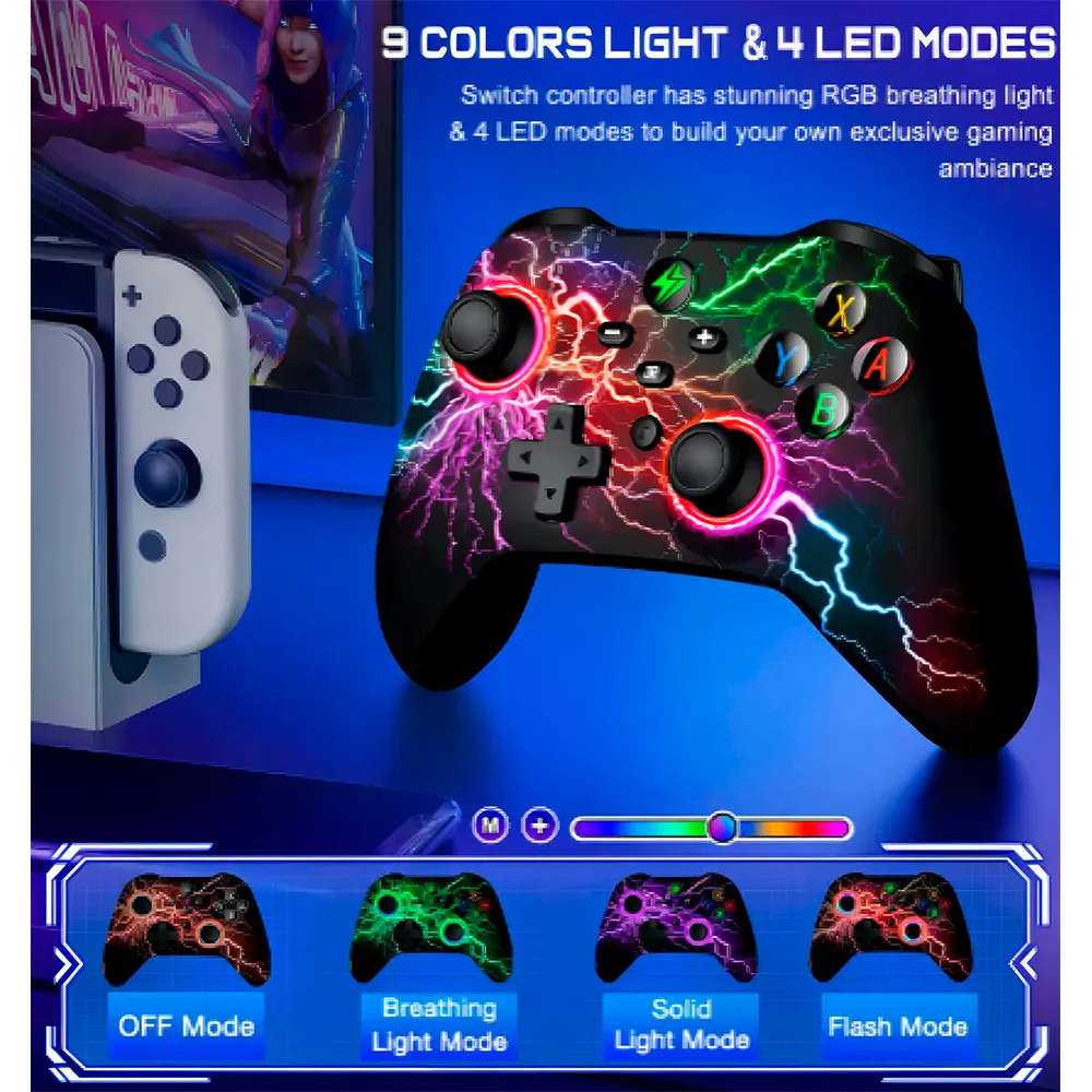 Controle Sem Fio Knup Gm032 Gaming RGB – Bluetooth • Vibratório • Android/ios/switch/pc