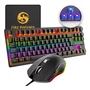 Kit Teclado Mouse Mecanico Abnt2 Gamer RGB Usb PC LED Switch Blue Fire Phoenix Be-k1 Preto