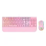 Kit Teclado E Mouse Mecânico Gamer Abnt2 LED RGB Switch Blue Usb 3200 Dpi Computador PC Fire Phoenix Bk-03 Rosa