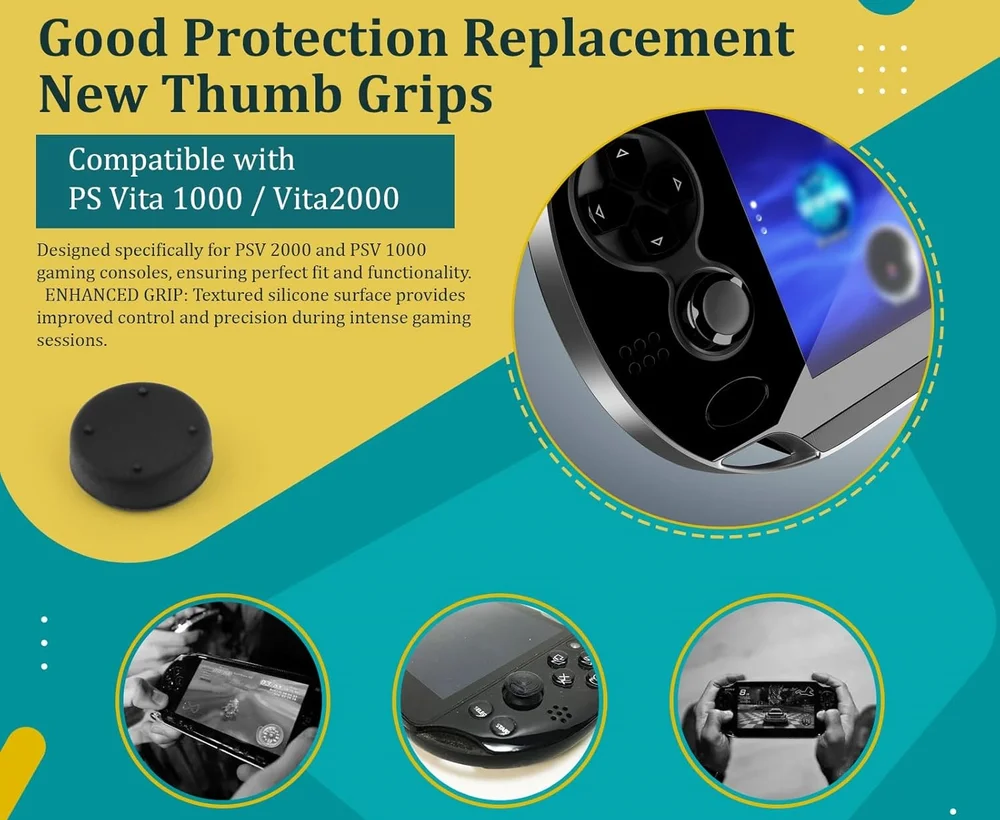 6 Grips Borracha De Silicone Para Ps Vita 1000 Fat Slim 2000 Thumbsticks Caps
