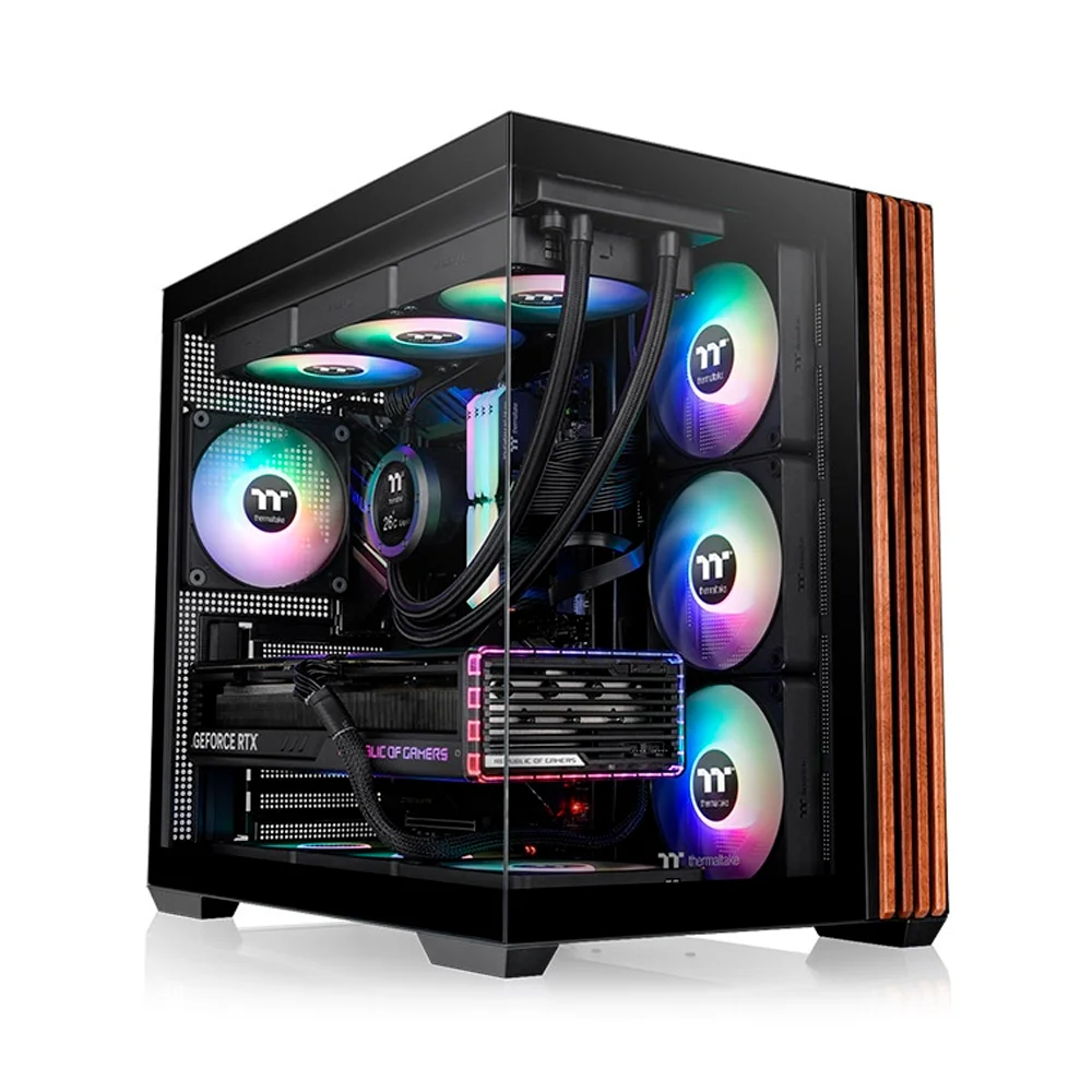 Gabinete Gamer Thermaltake View 380 Wood Style Mid Tower Atx Com 4 Fans ARGB Preto Gabinete Gamer Thermaltake View 380 Wood Style Mid Tower Atx Com 4 Fans ARGB Preto