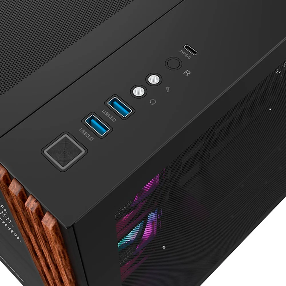 Gabinete Gamer Thermaltake View 380 Wood Style Mid Tower Atx Com 4 Fans ARGB Preto Gabinete Gamer Thermaltake View 380 Wood Style Mid Tower Atx Com 4 Fans ARGB Preto
