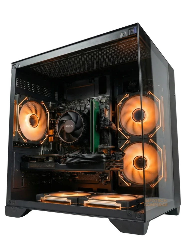 PC Gamer Aquario Preto | Ryzen 5 5500 | Radeon Rx 7600 8GB | 16gb Ram | SSD Nvme 1TB | WINDOWS 11 Pro